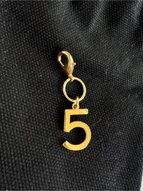Gold tone Number 5 Charm Pendant